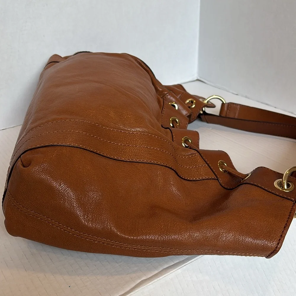 Michael Kors Large Brown Leather Shoulder Bag Gold Hardware